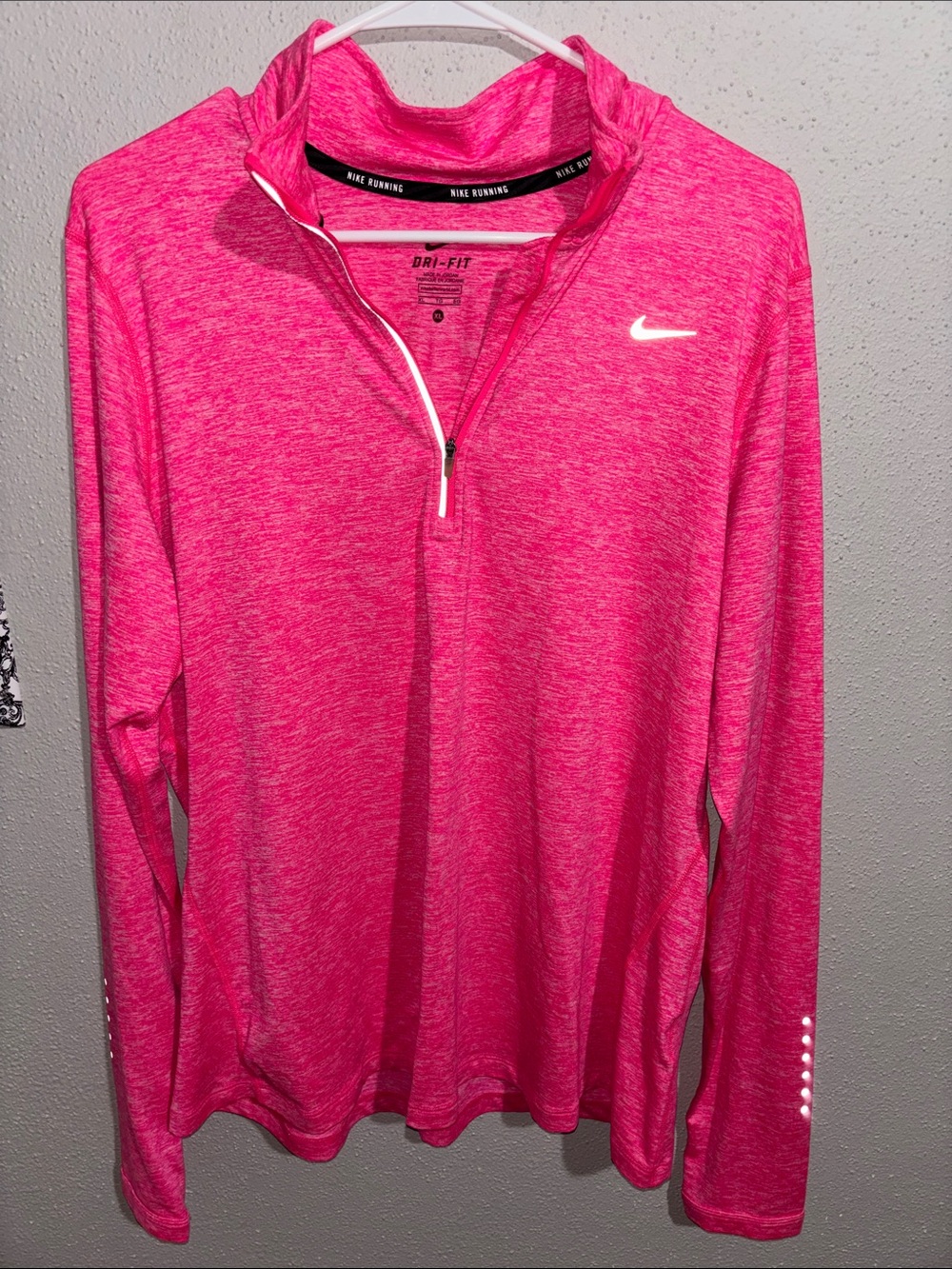 Nike Women's Hot Pink Dri-FIT Half-Zip Pullover (size medium)
